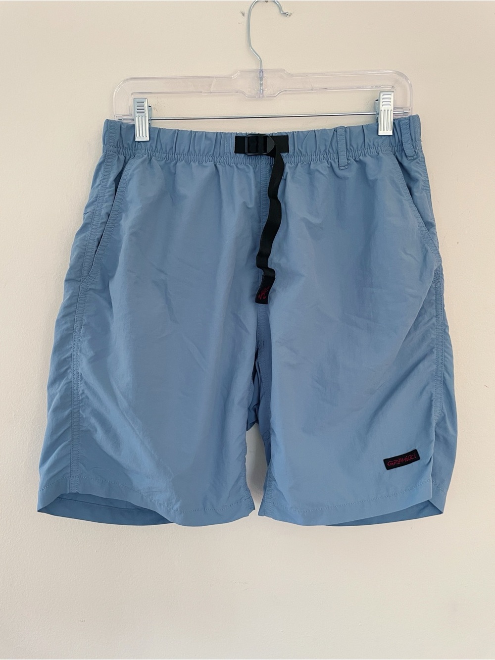 Gramicci men’s Packabke blue belted shorts Hiking outdoor cargo stretchy small S